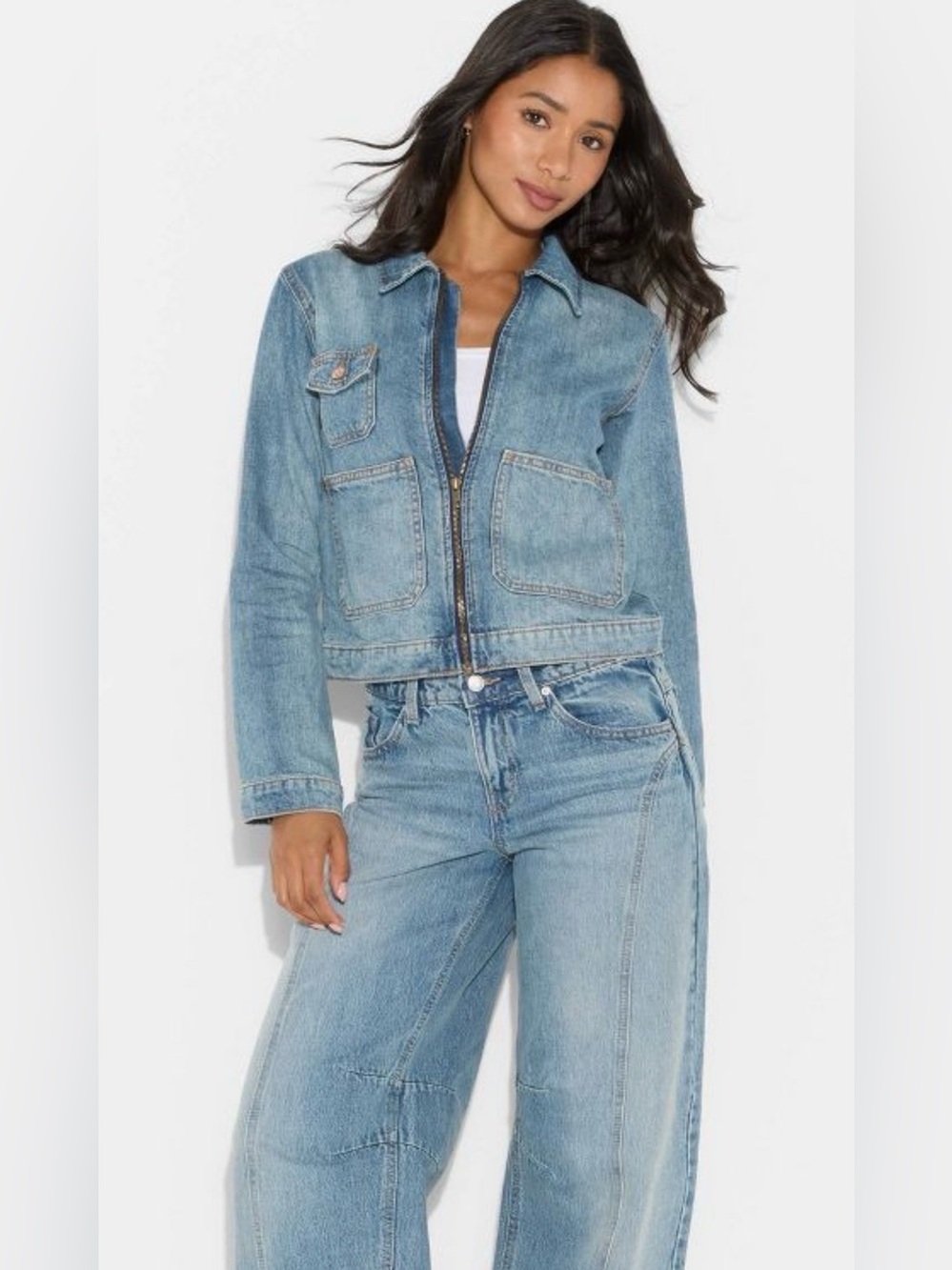 Women Denim Utility Jacket - Wild Fable NWT Blue Size Medium